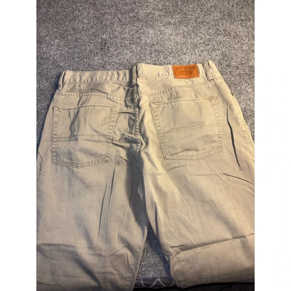 Polo Ralph Lauren Chino Pants Mens 36/30 Beige Pony Logo Flat Front Straight Leg